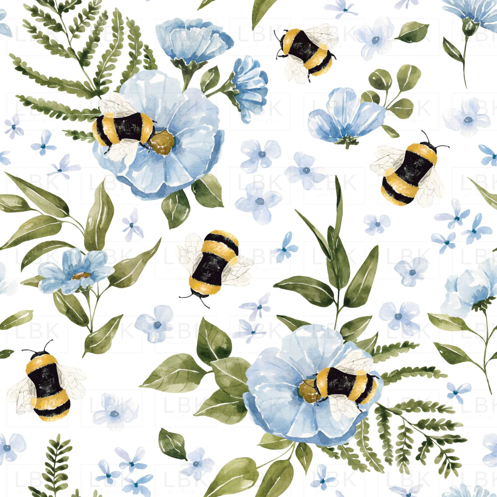 Floral Bees White