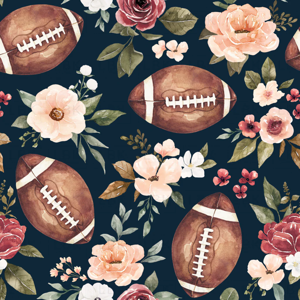 Floral Football Navy Blue