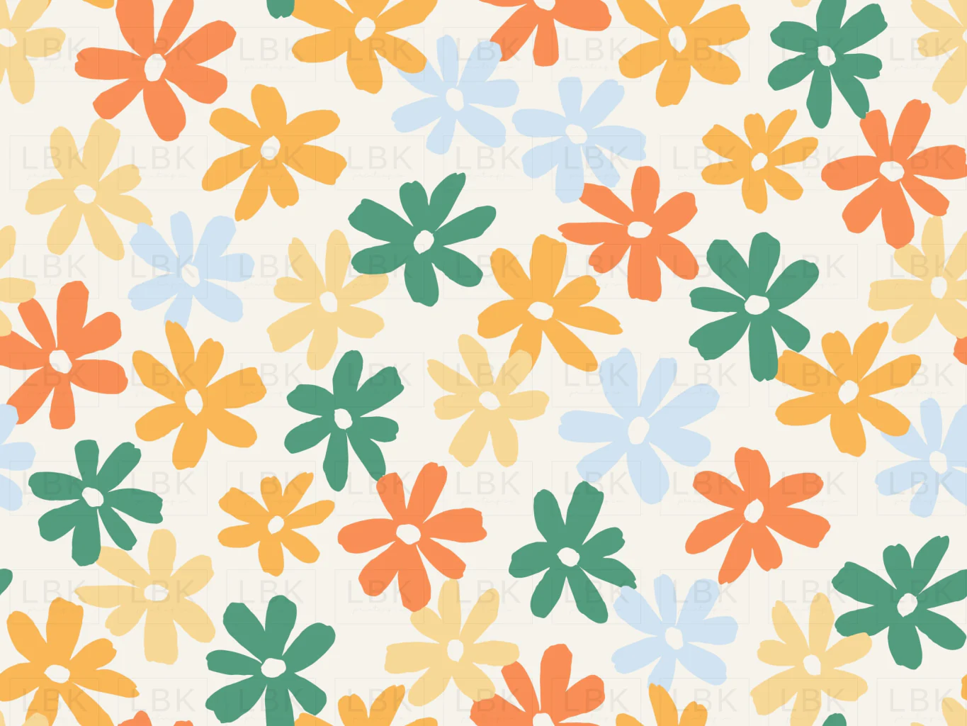 Flowers in Tangerine Red Yellow Blue