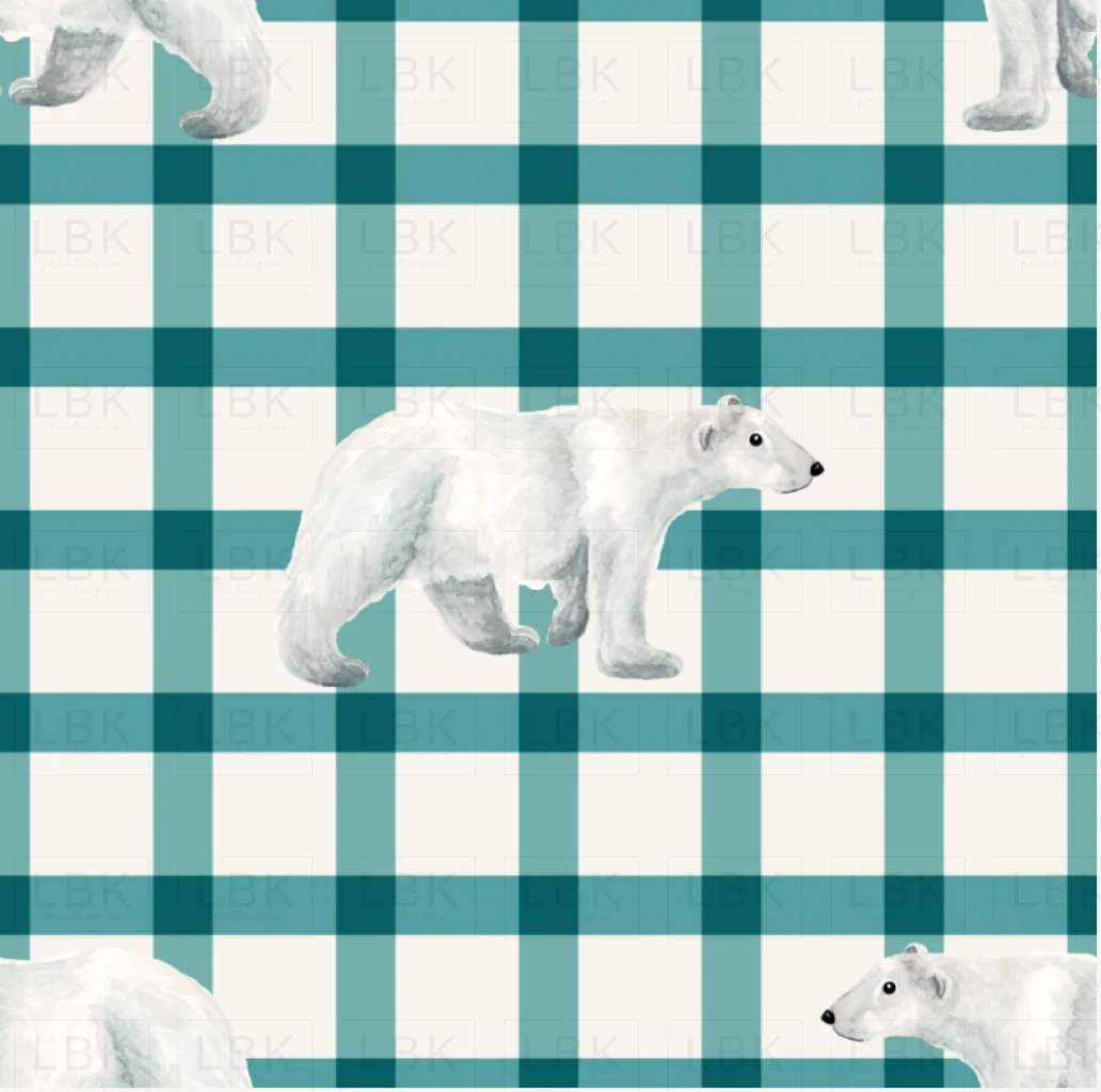 Forest and Frost Polar Bear Plaid Cream Teal