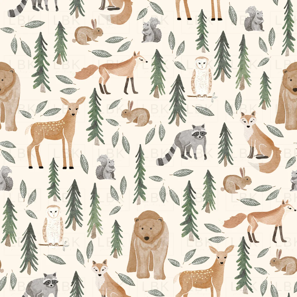 forest woodland animals- cream