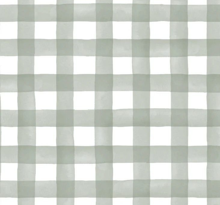 French Gray Sage Watercolor Gingham