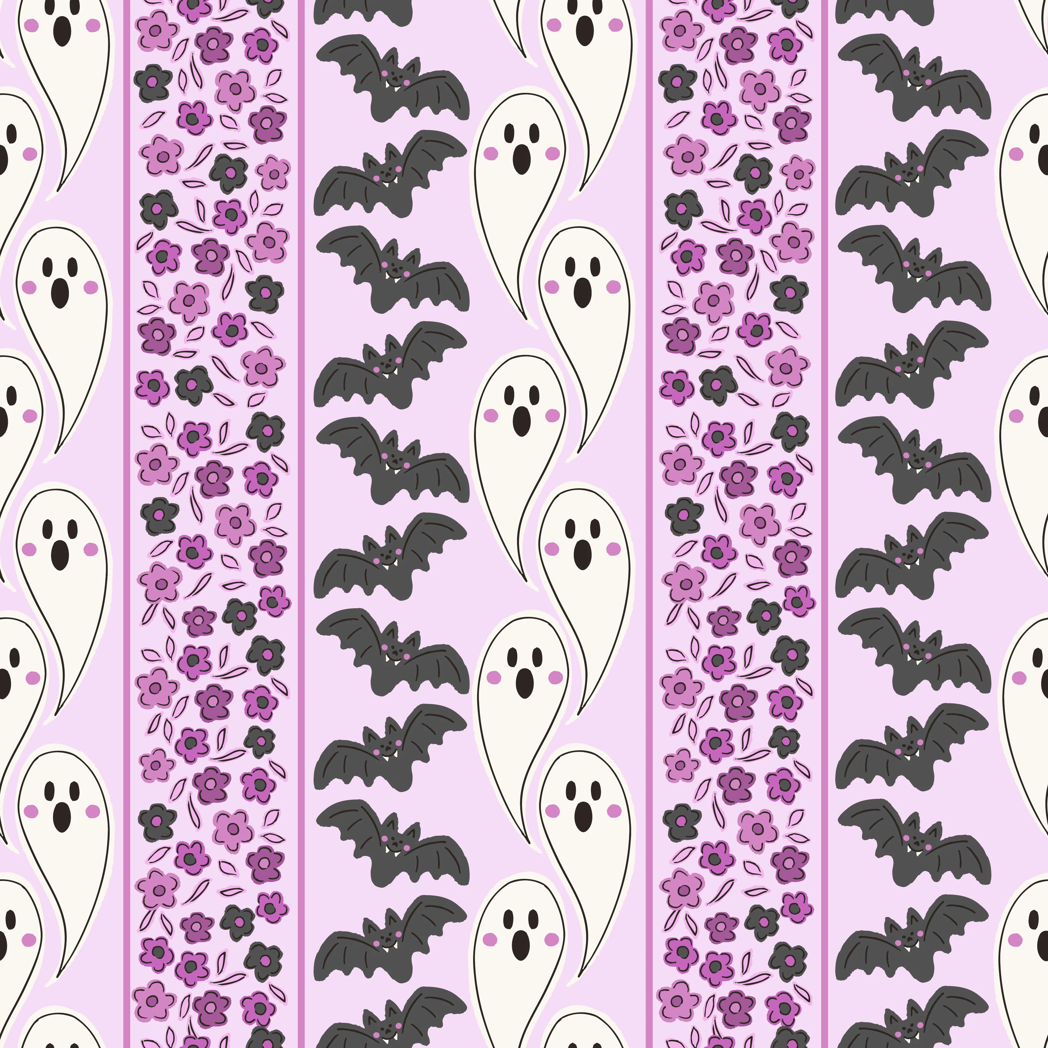 Ghost Bat Floral Stripes Lavender-01