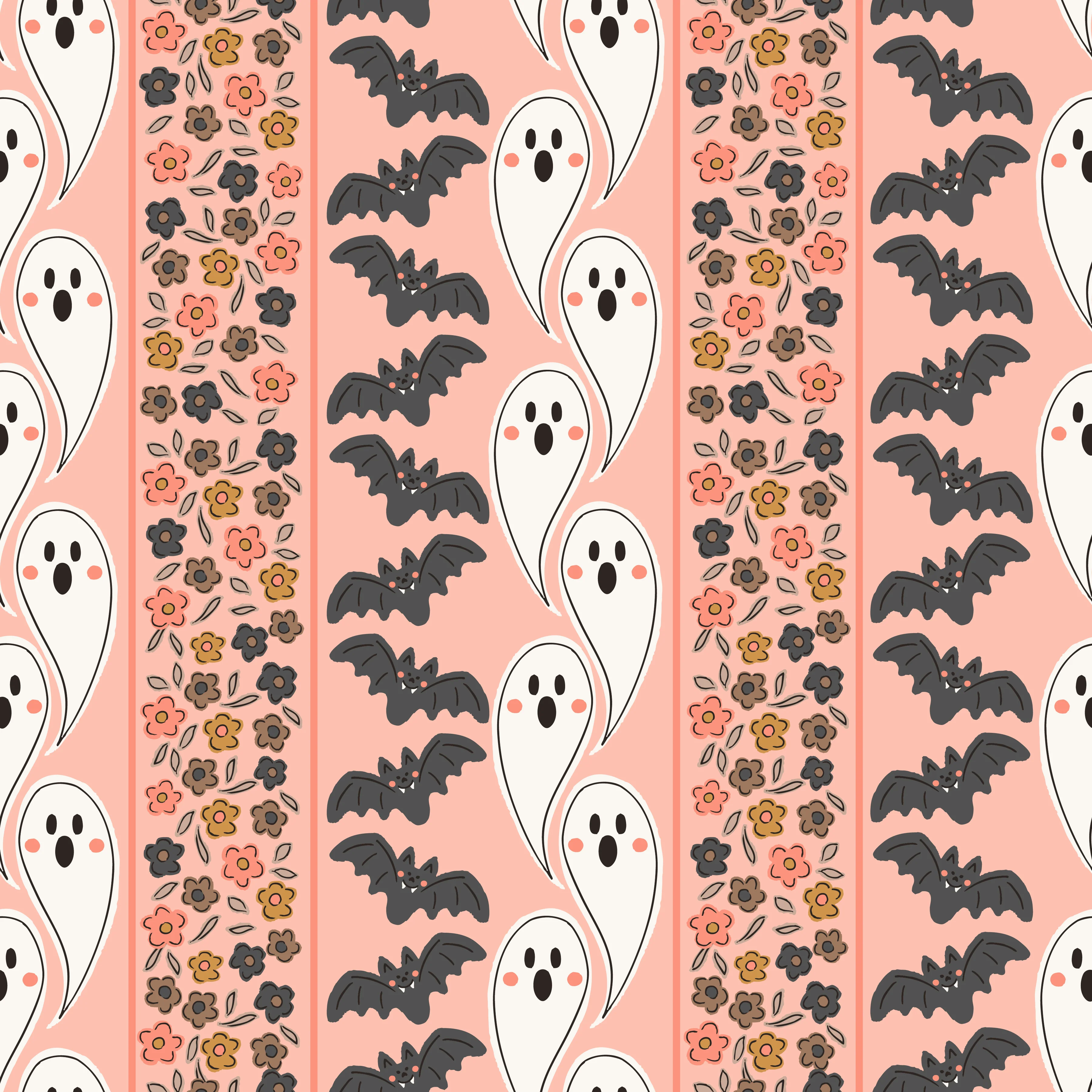 Ghost Bat Floral Stripes Peach-01