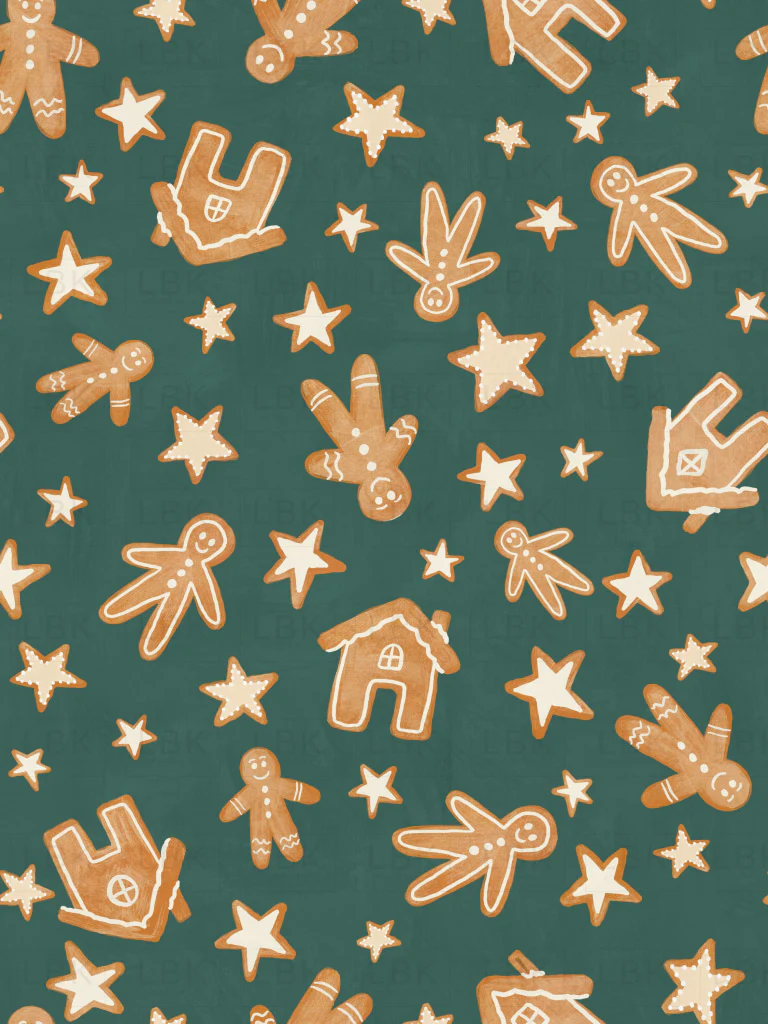 Gingerbread Christmas Cookies on Pine Green