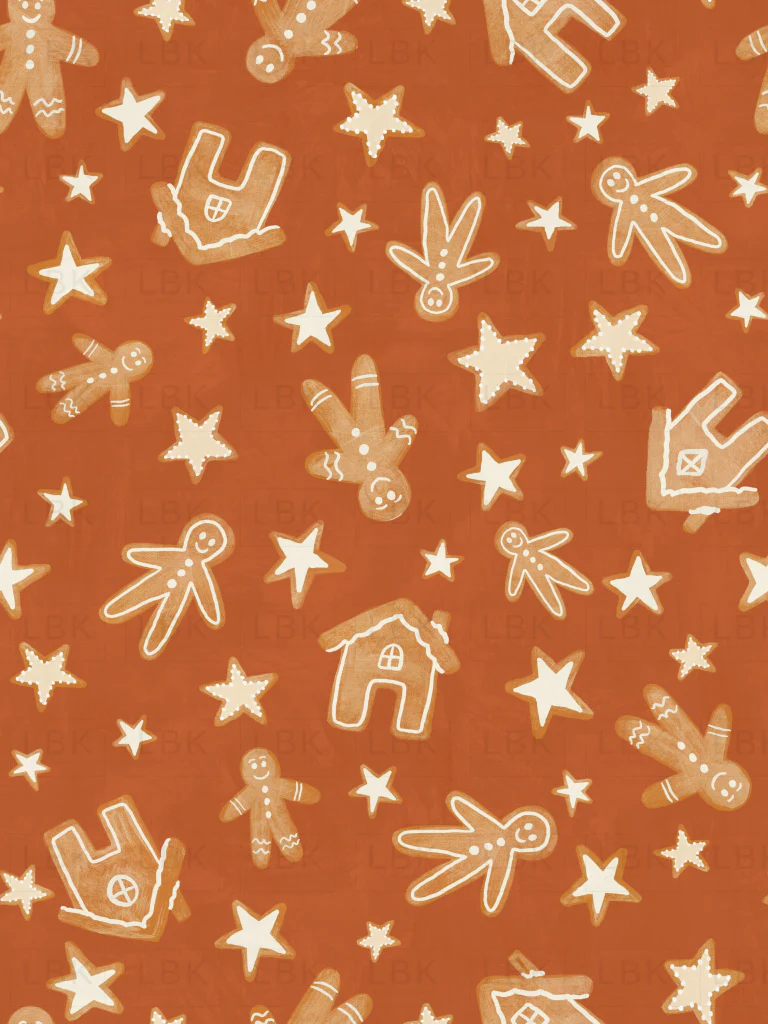 Gingerbread Christmas Cookies on Rust Red