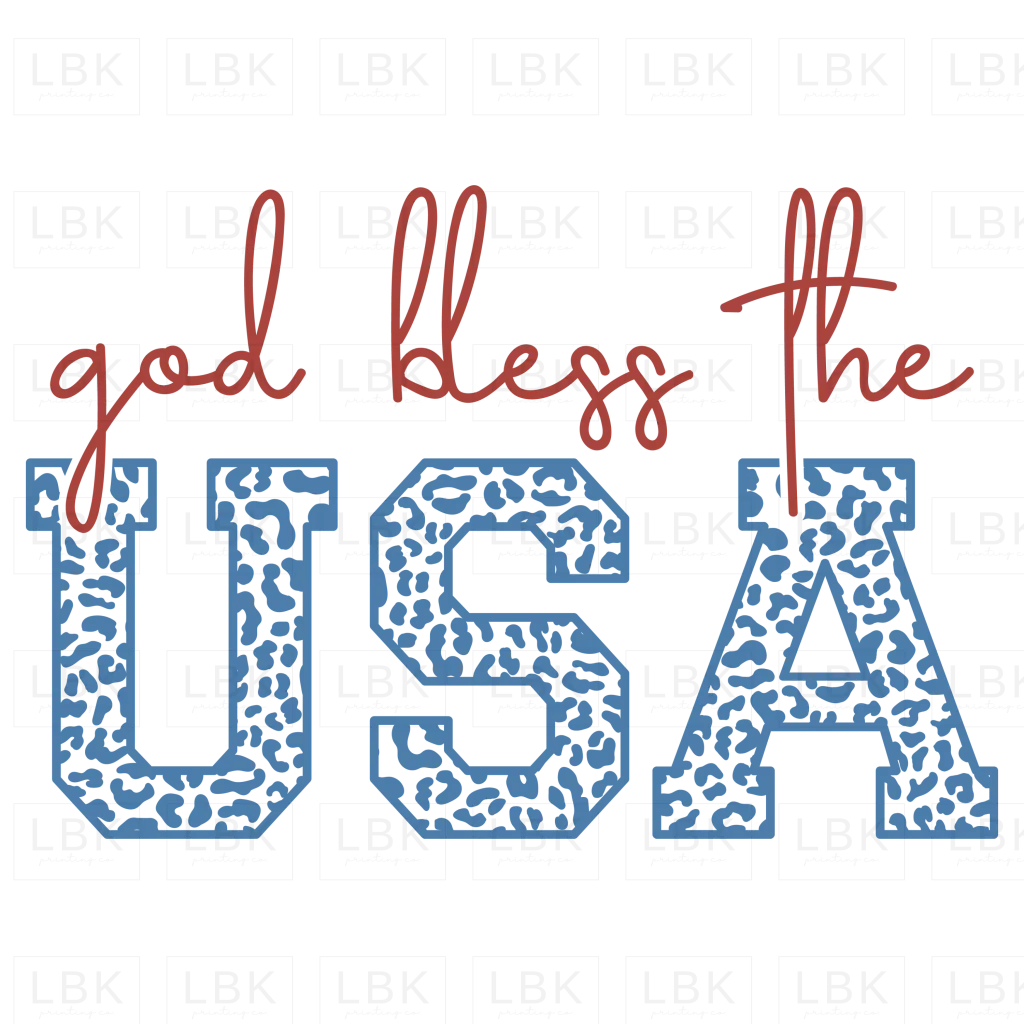 God Bless the USA - Red and Blue Leopard- DTF