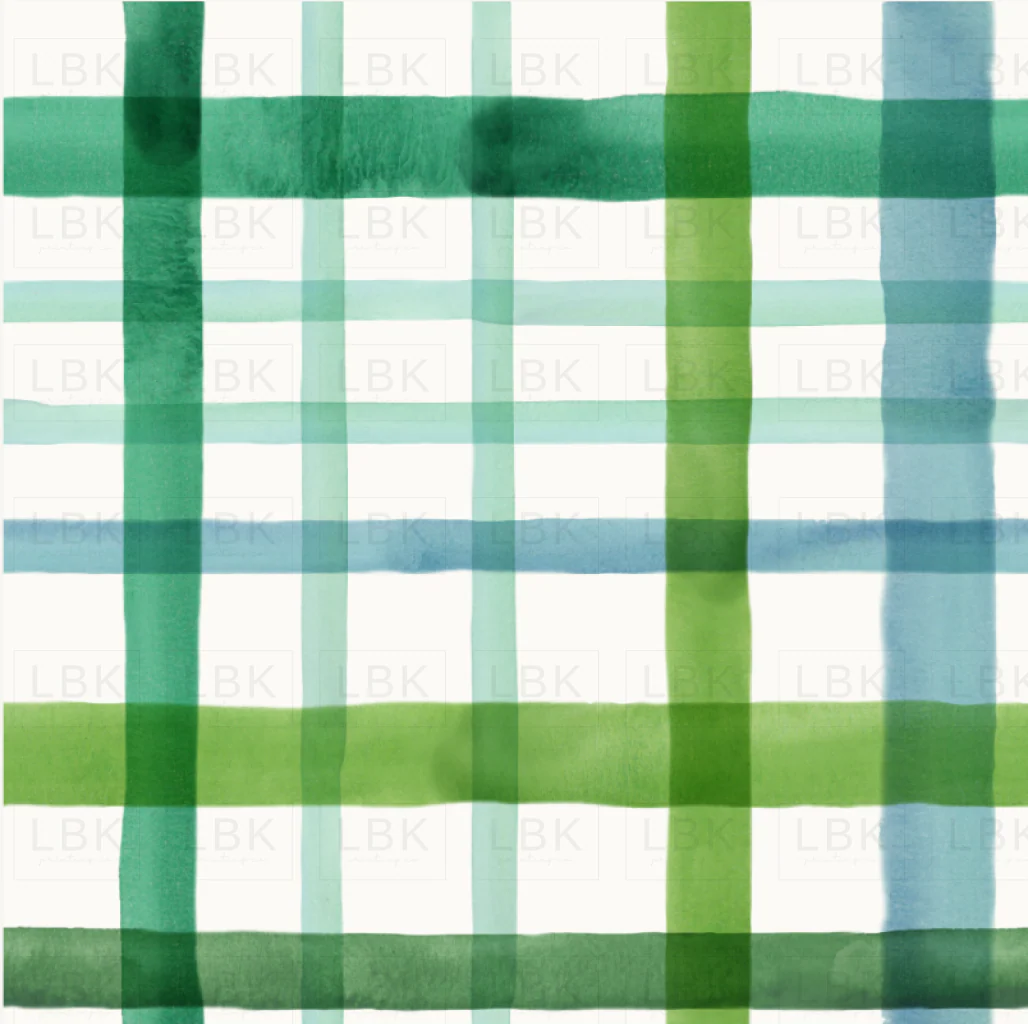 Green, Mint and Blue Watercolor Plaid