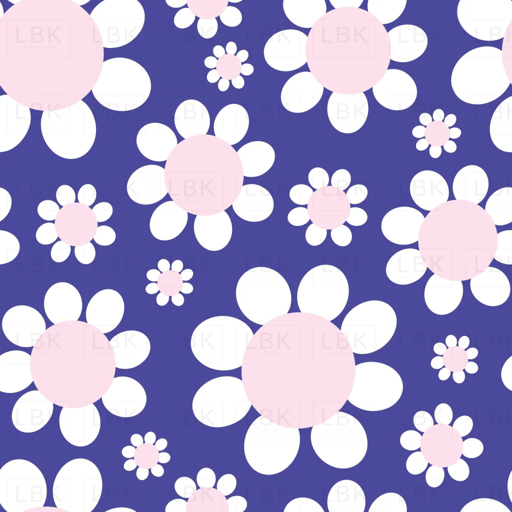 groovy flowers on blue