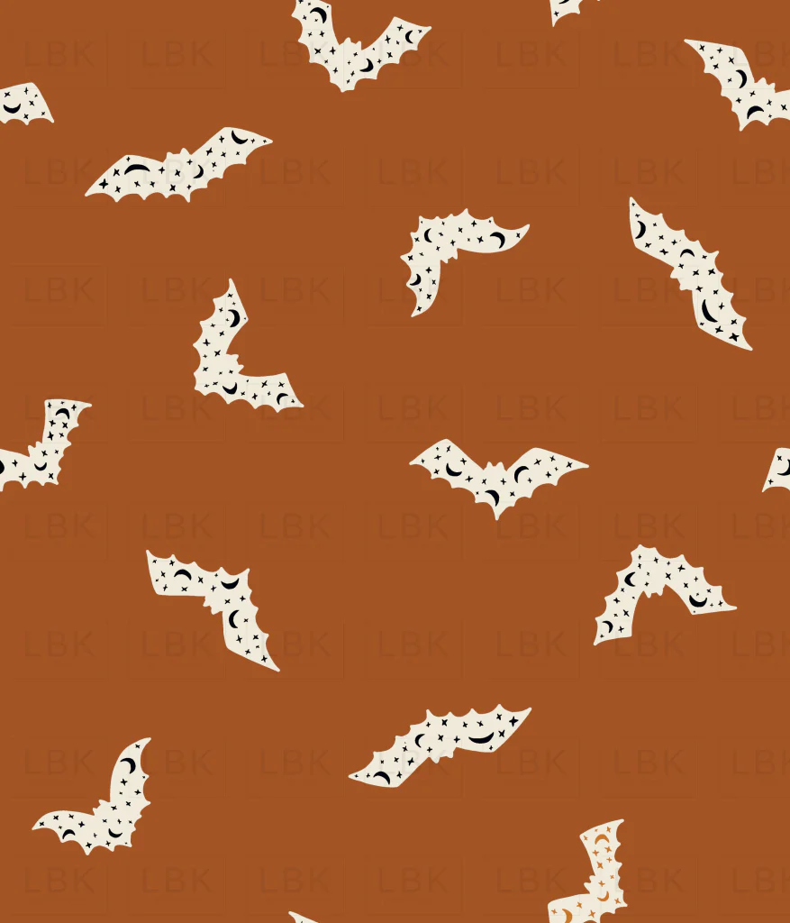 Halloween bats cream on rust red