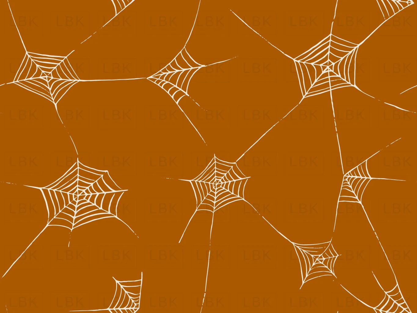 Halloween Fabric Spiderwebs on Dark Burnt Orange