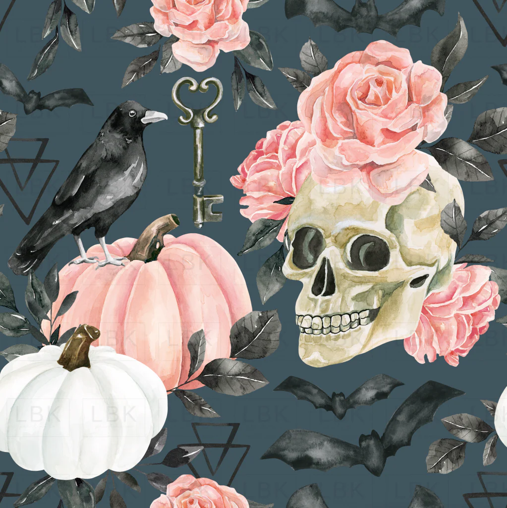 Halloween Floral Night Blue