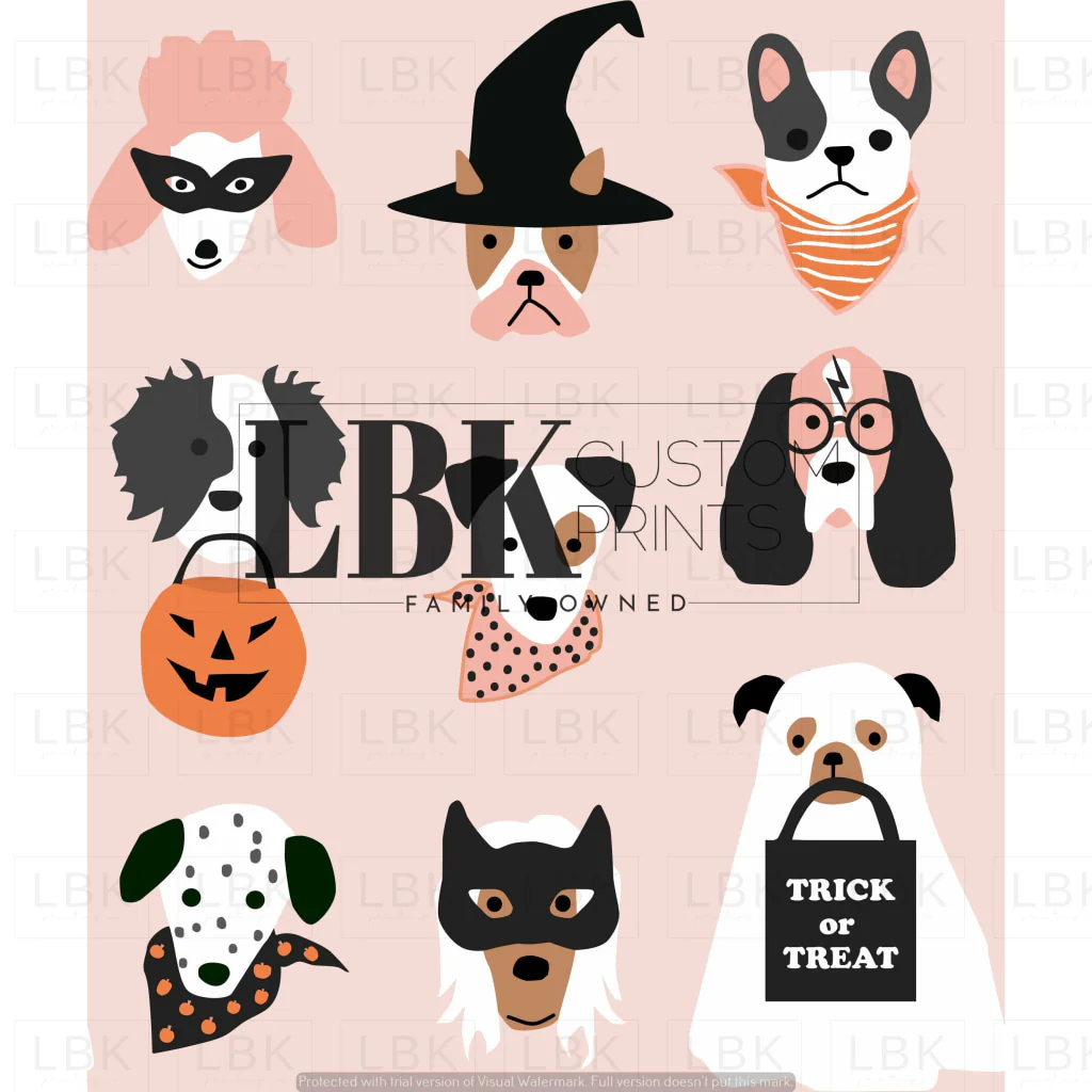 Halloween pups on pink