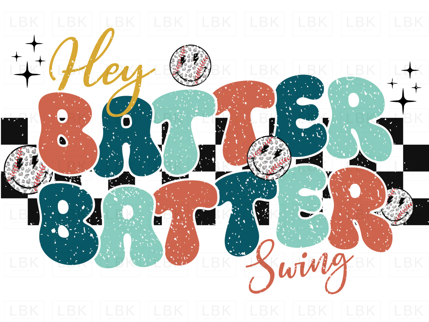 Hey Batter Batter Swing - Checkered- DTF