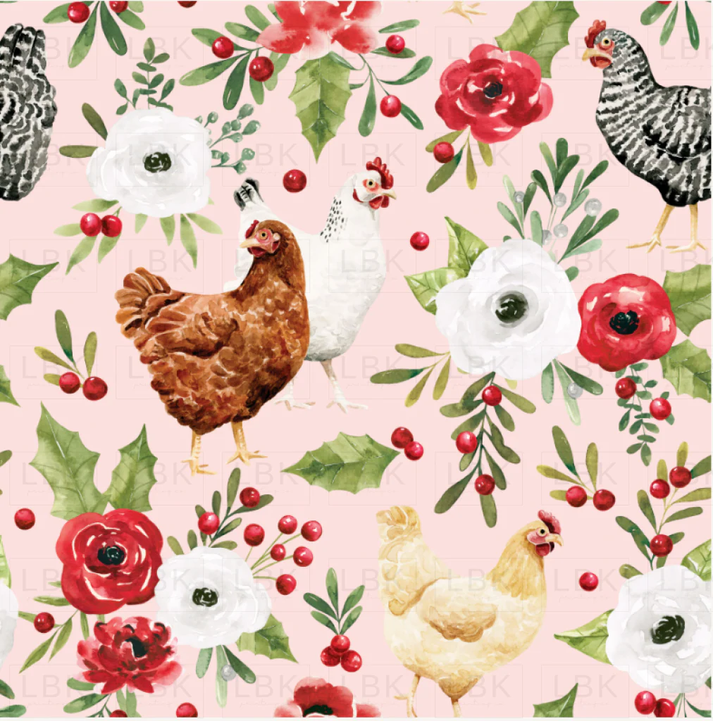 Holly and Pine Chicken Floral Pink