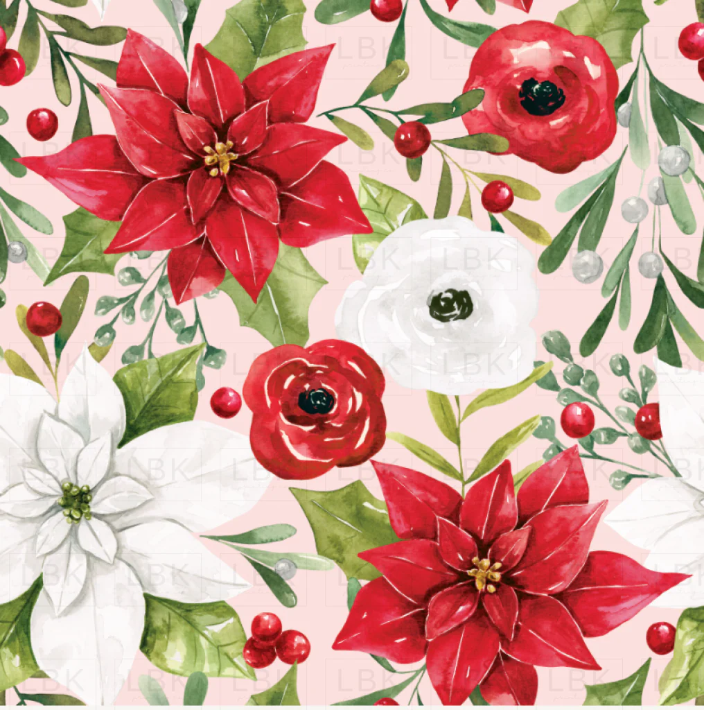 Holly and Pine Poinsettias Pink