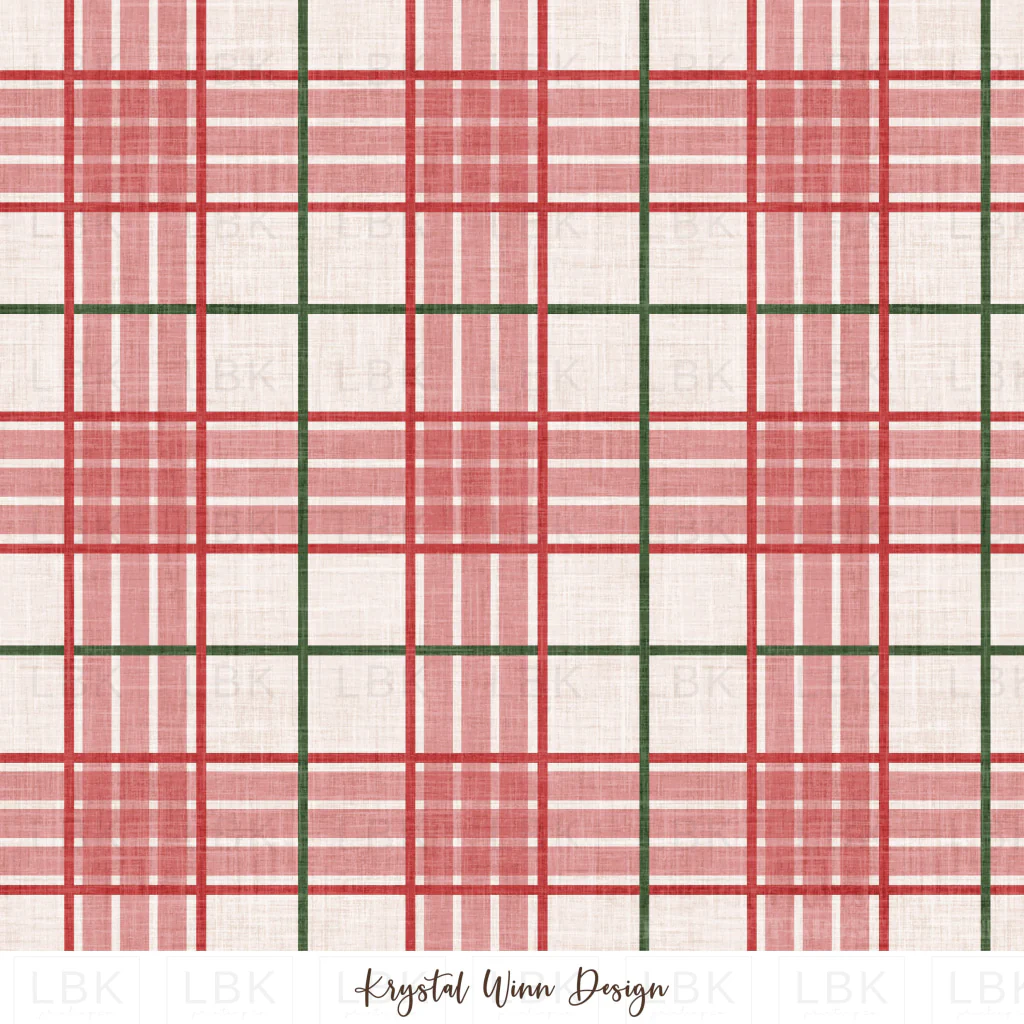 Home For Christmas Plaid Cream and Red
