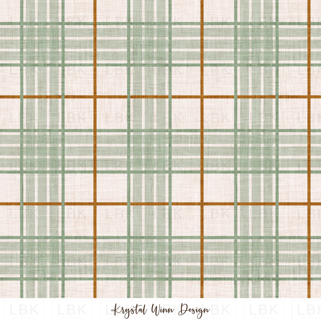 Home For Christmas Plaid Cream and Sage