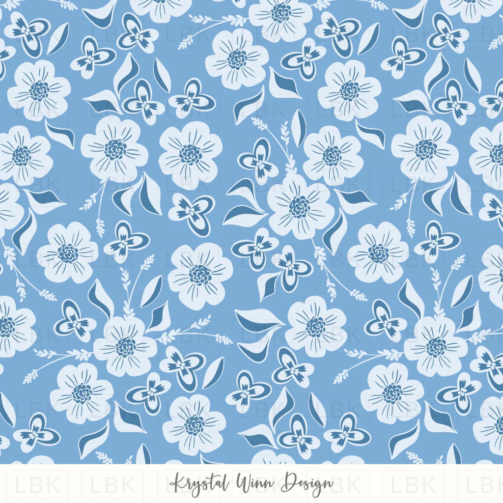 Hoppy Easter Tonal Floral Blue