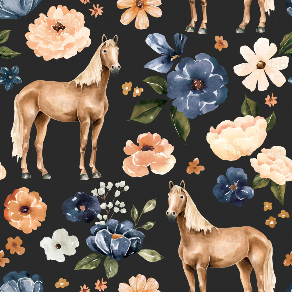 Horse_Floral_DarkGray