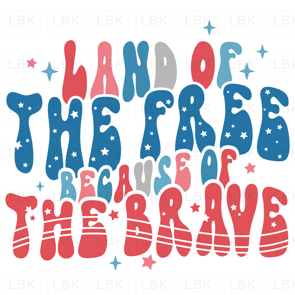 Land of the Free Because of the Brave - Red White and Blue- DTF