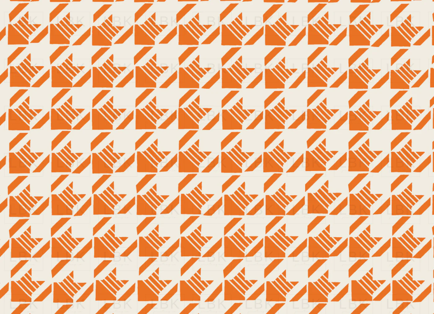 Little Valentine Striped Houndstooth in Tangelo Orange