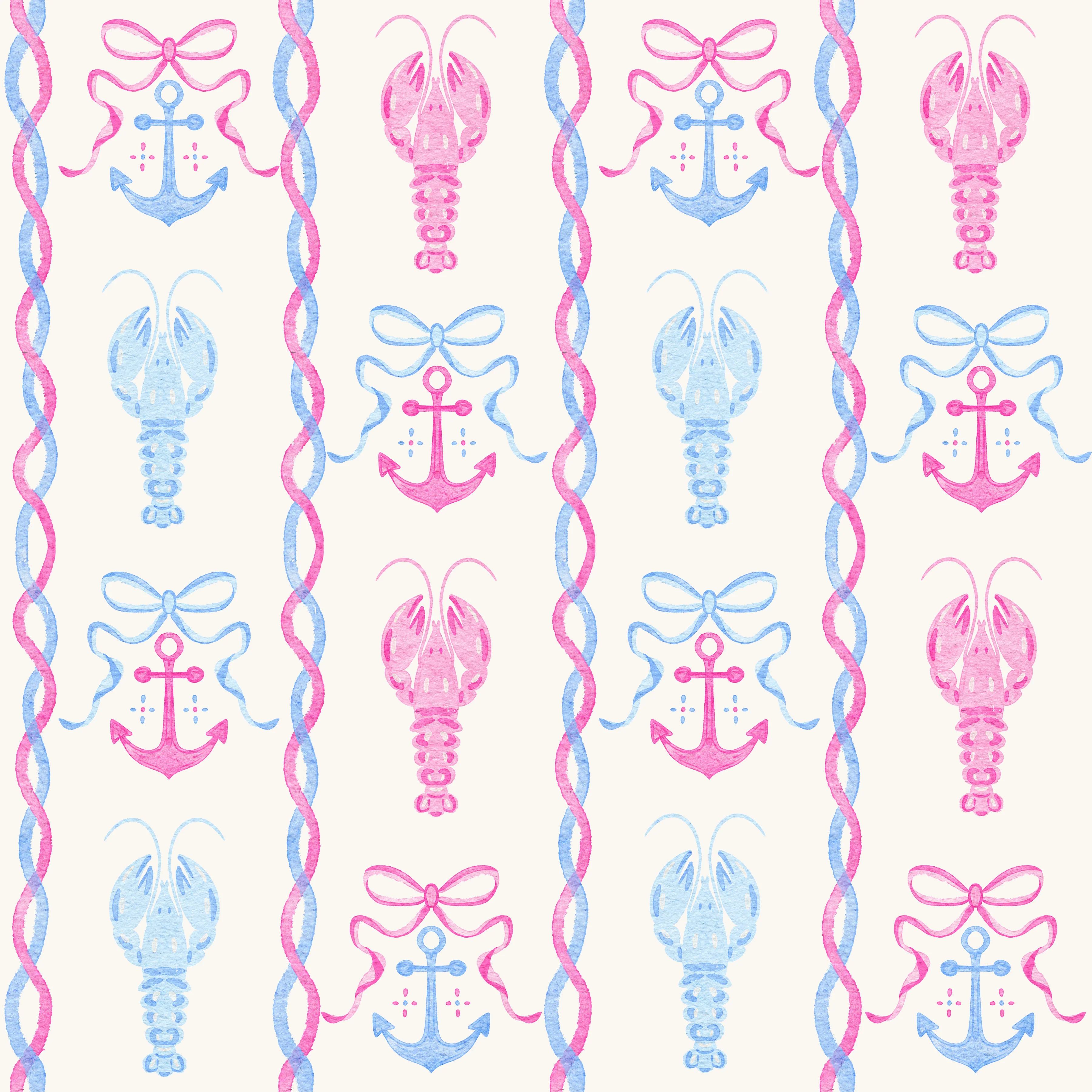 Lobster Anchor Stripe Pink and Blue