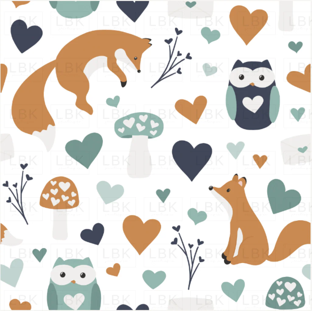 Love Doodles Foxes Blue White