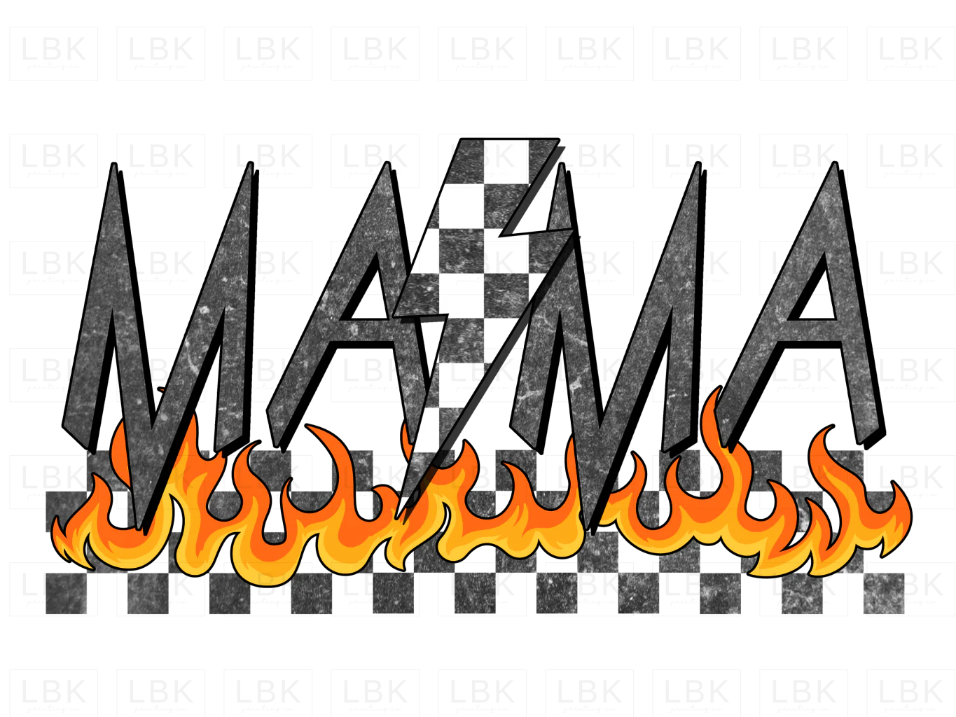 Mama - Flames & Checkered- DTF