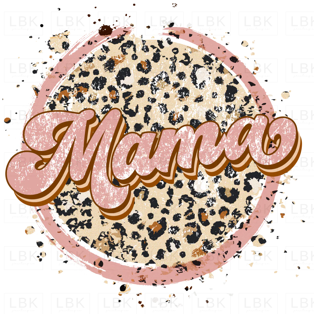Mama Leopard Pink Circle - Distressed- DTF