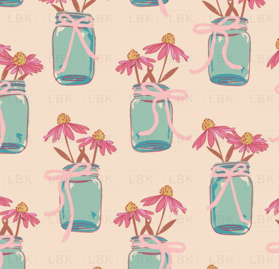Mason Jar Flowers in Cream
