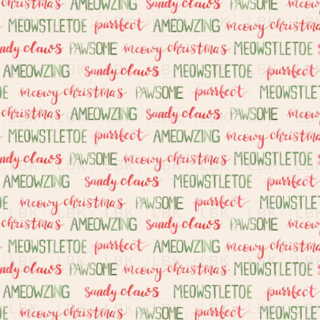 Meowy Christmas Script cream