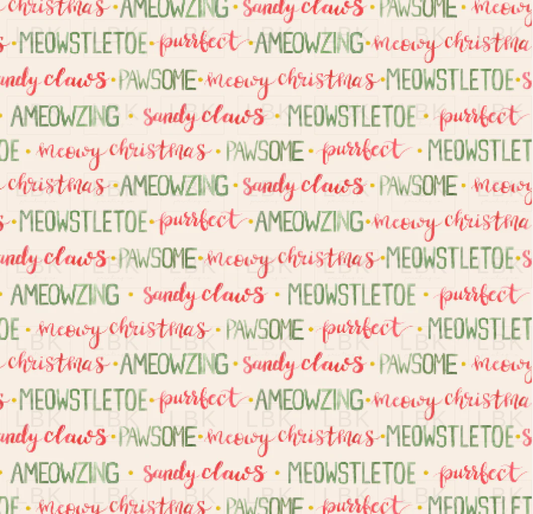 Meowy Christmas Script with dots cream
