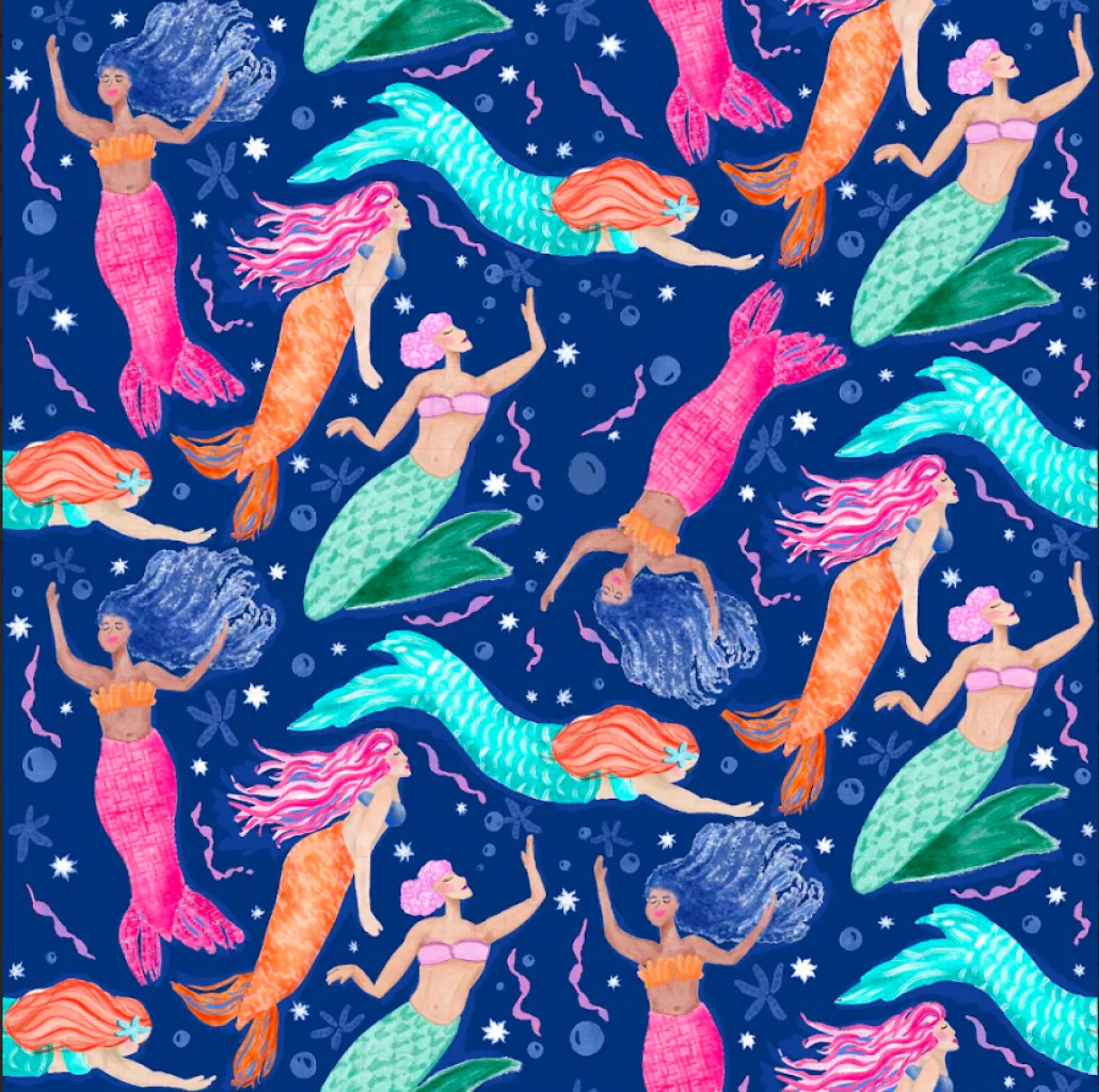Mermaids Melody deep ocean navy