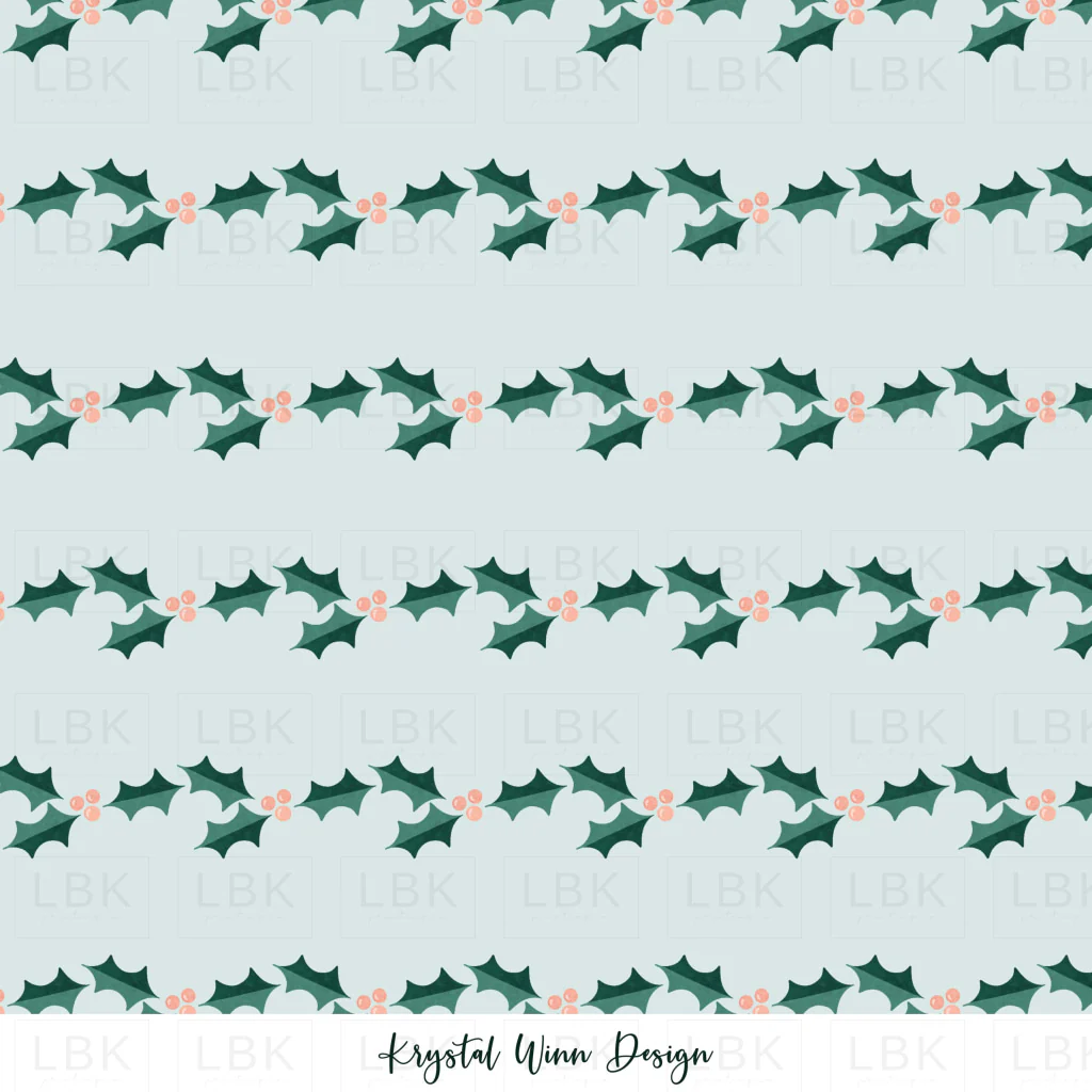 Merry Little Holly Stripe Baby Blue