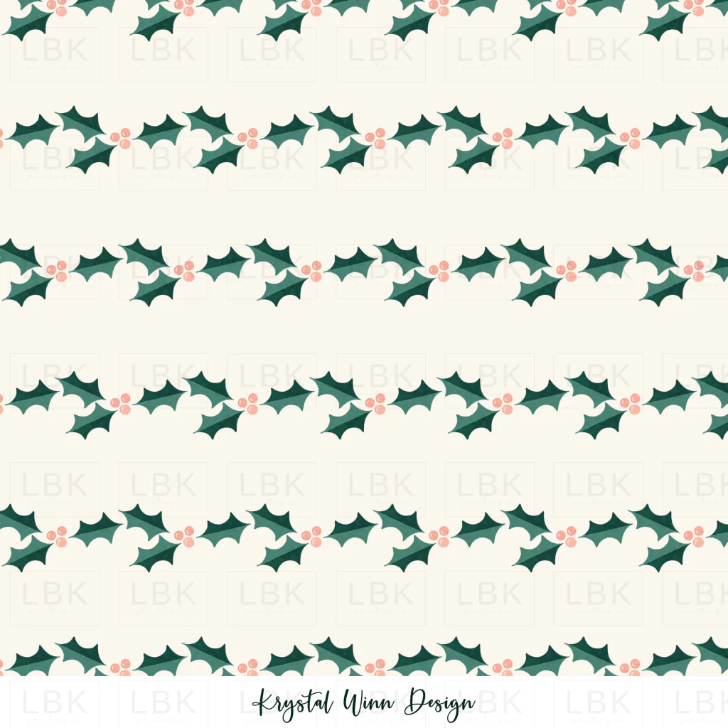 Merry Little Holly Stripe Cream