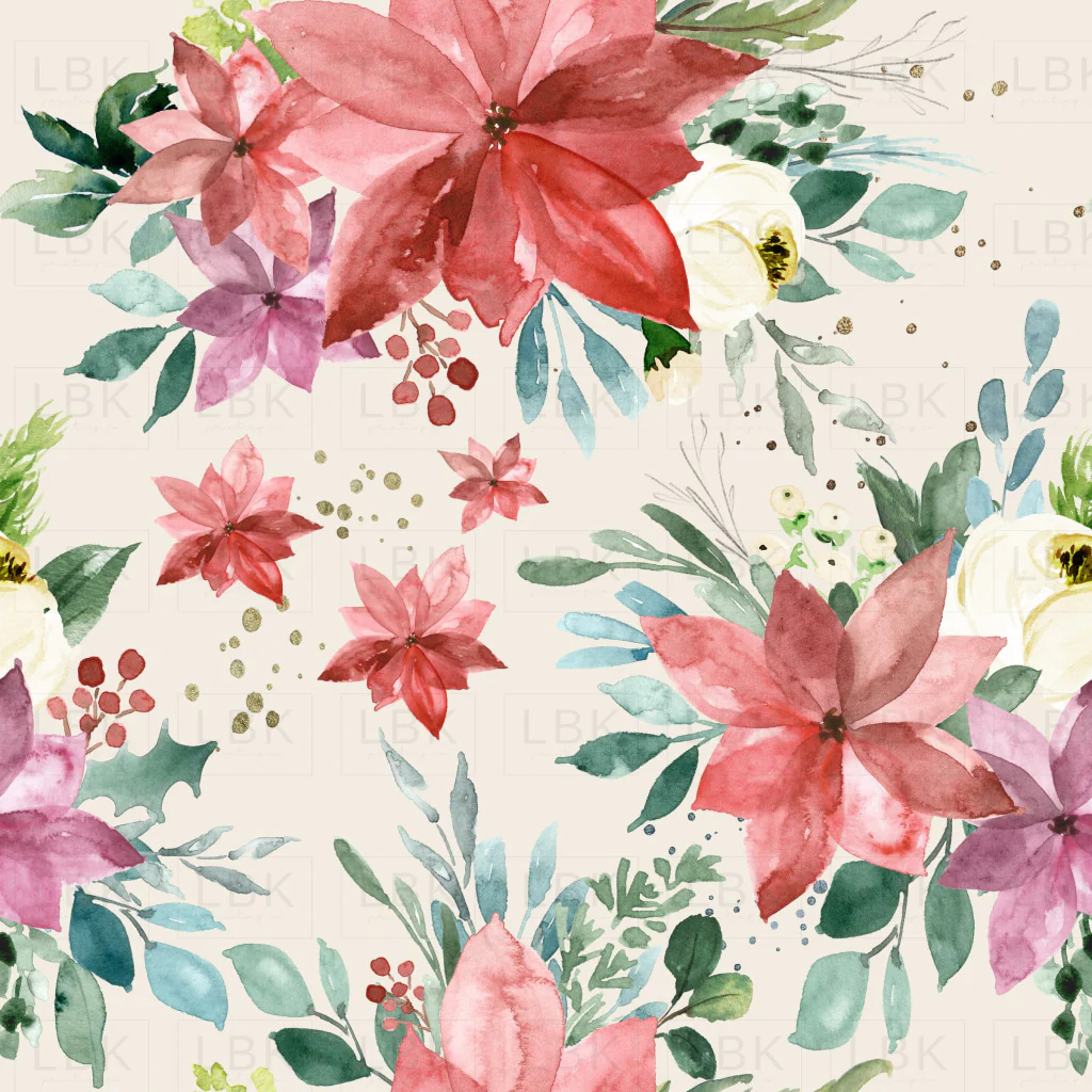 Merry Watercolor Florals on White Rock