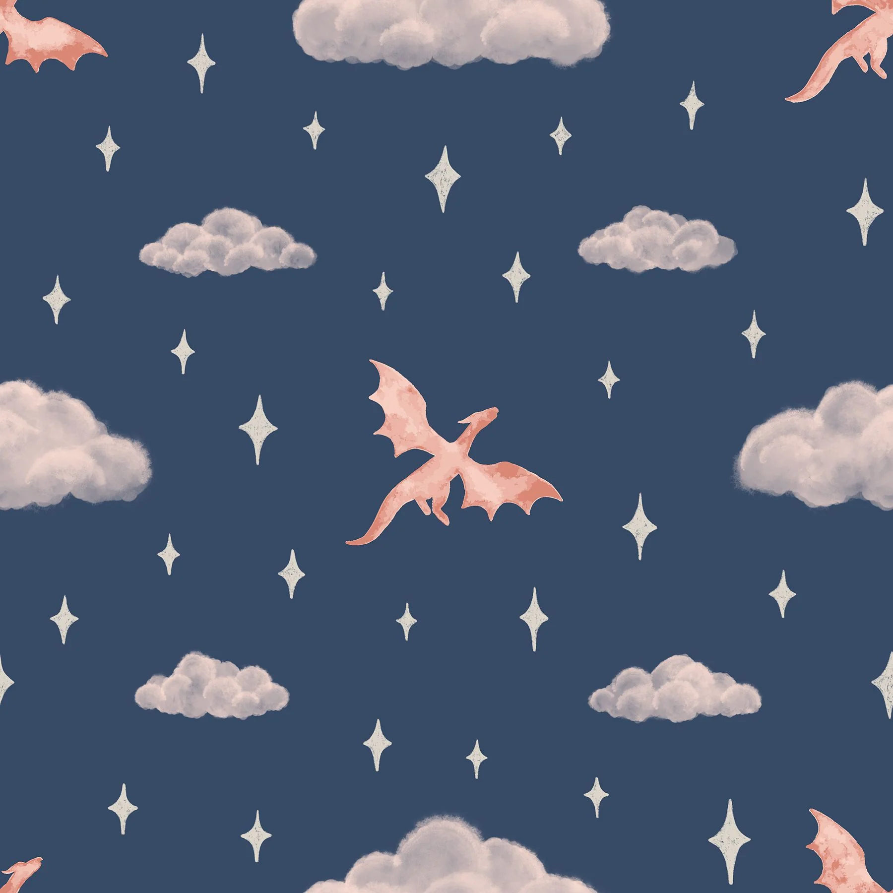Night Flying Dragons Blossom Pink