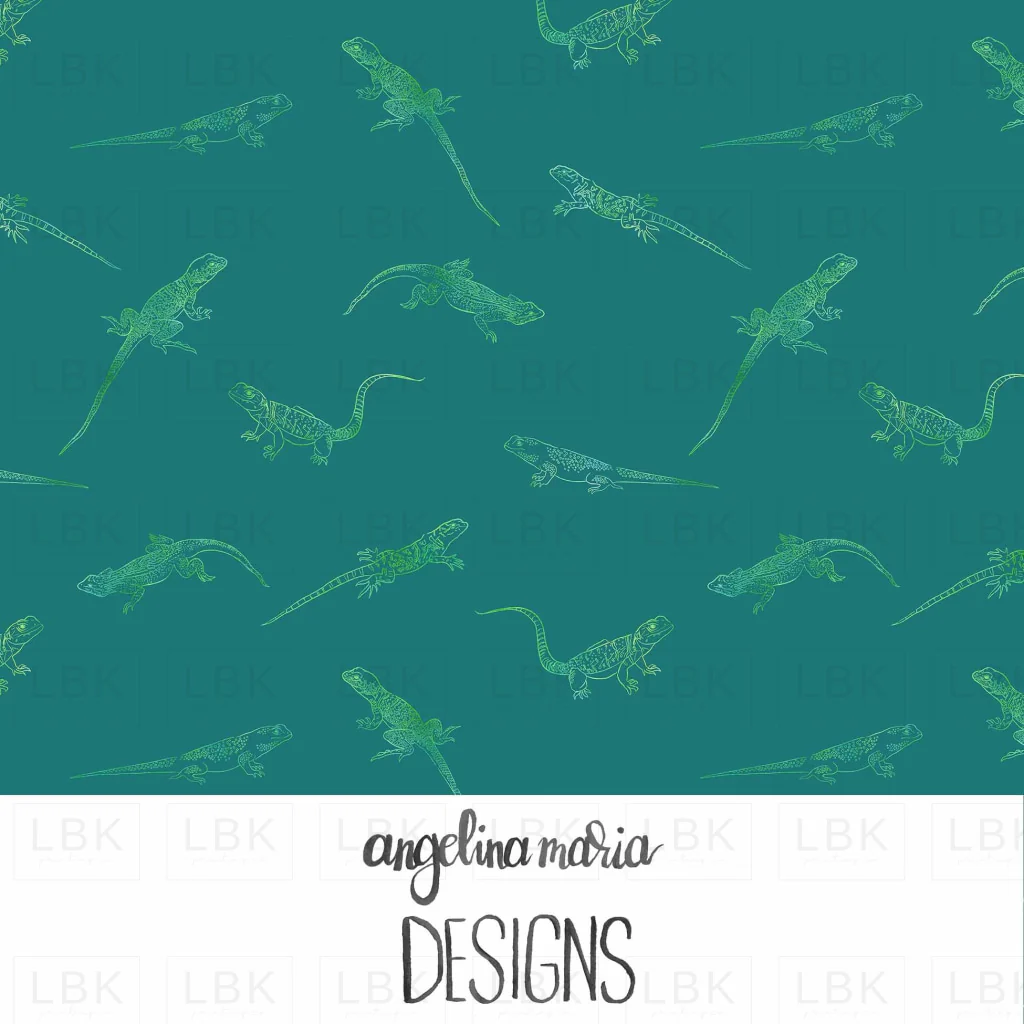 ombre lizards on teal