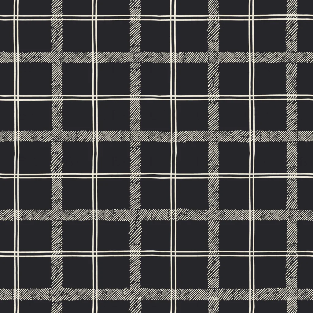 Organic Tartan in Charcoal Black
