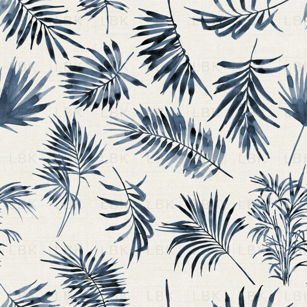Palm Leaves in Navy