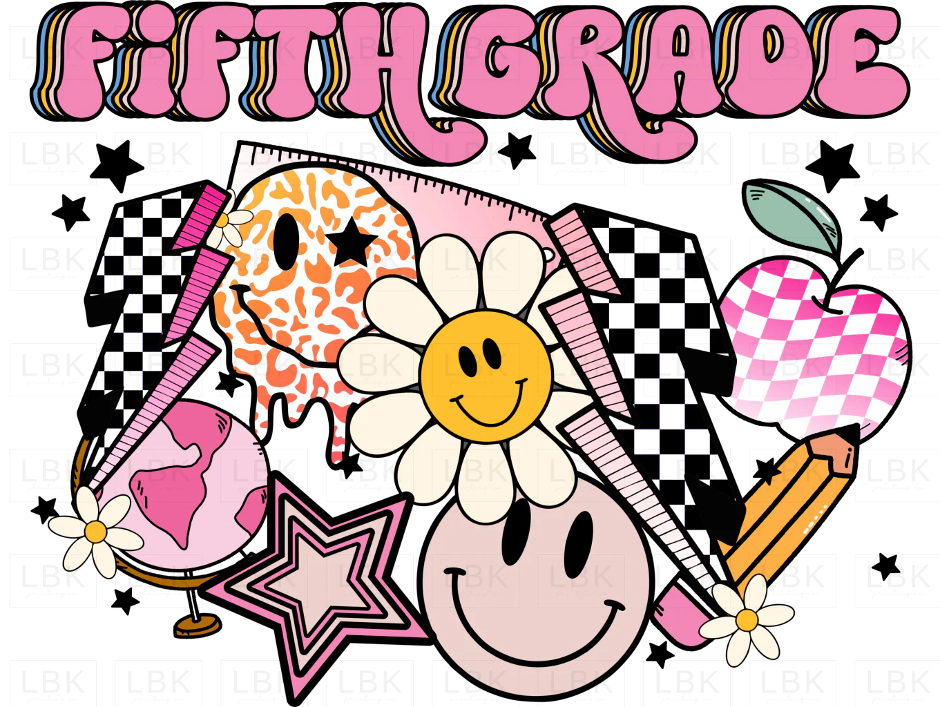 Pink Back to school - Fifth Grade- DTF