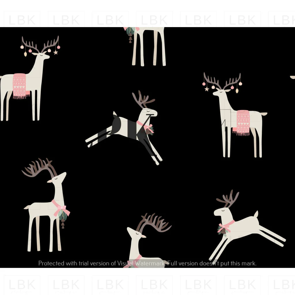 Pink Reindeer on Black