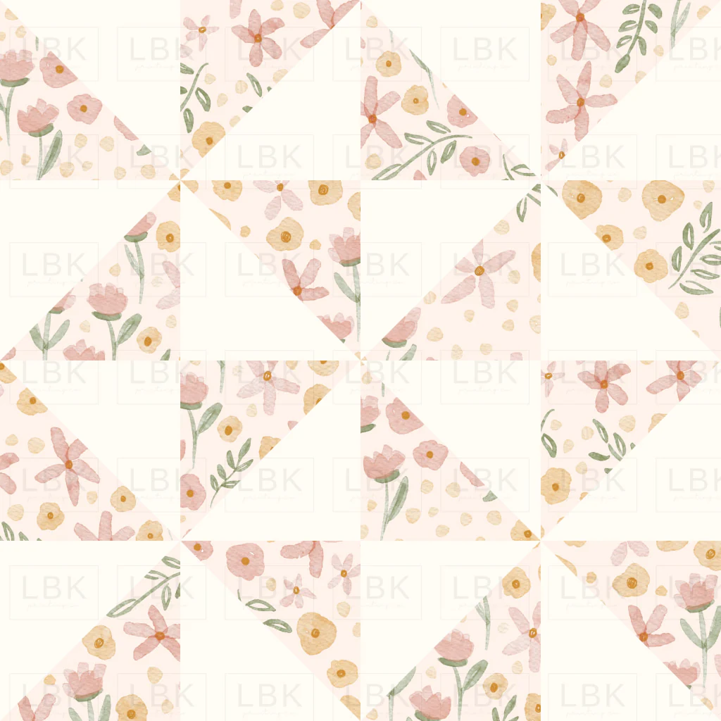 Pinwheel block-white and pink floral