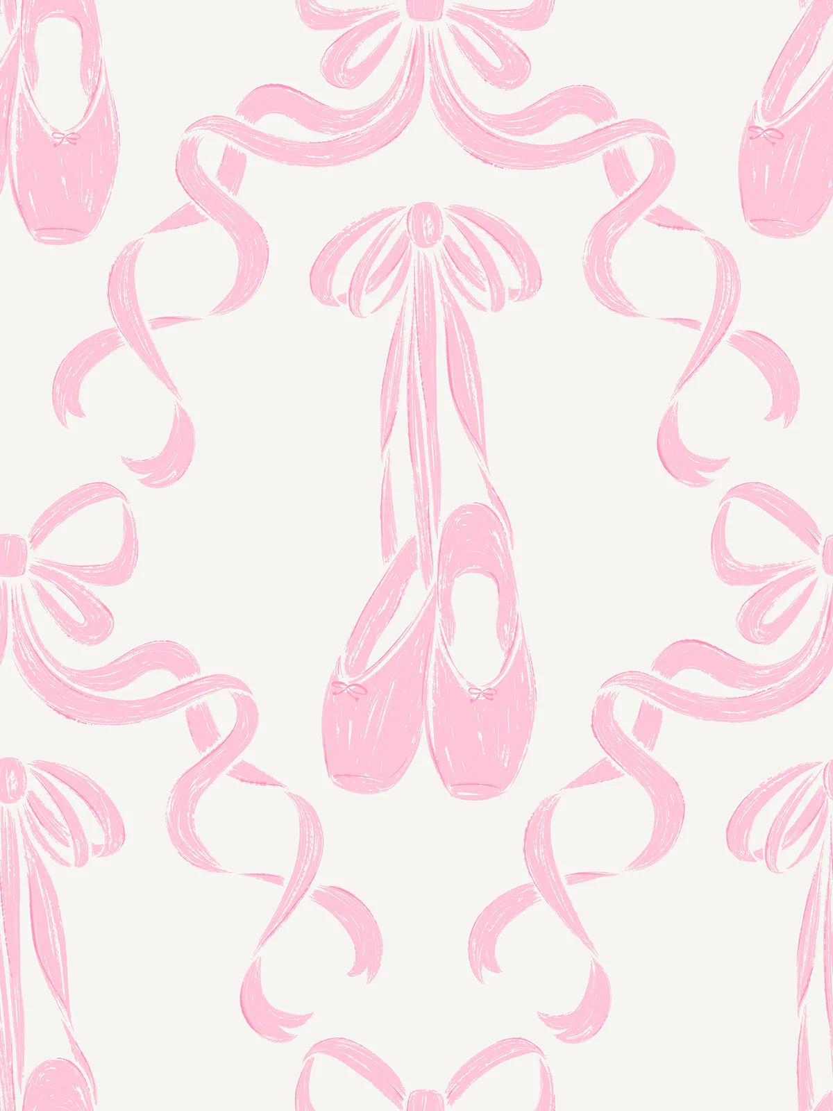 Pointe Shoe Ribbons Creamy White and Flushing Pink