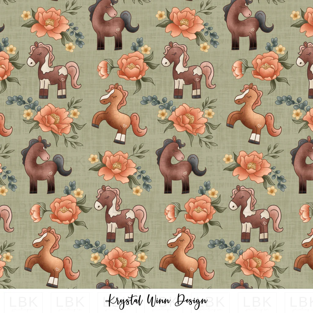 Ponies + Peonies Green
