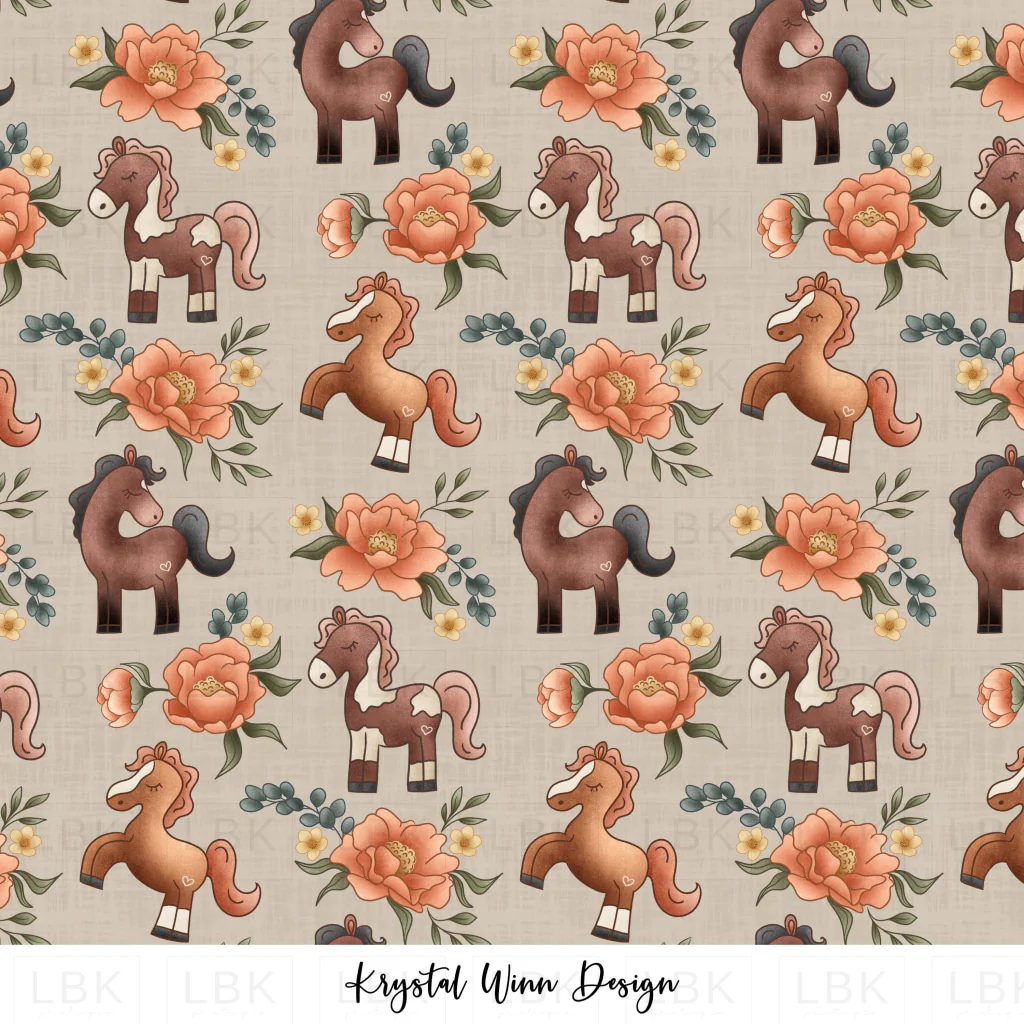 Ponies + Peonies Grey