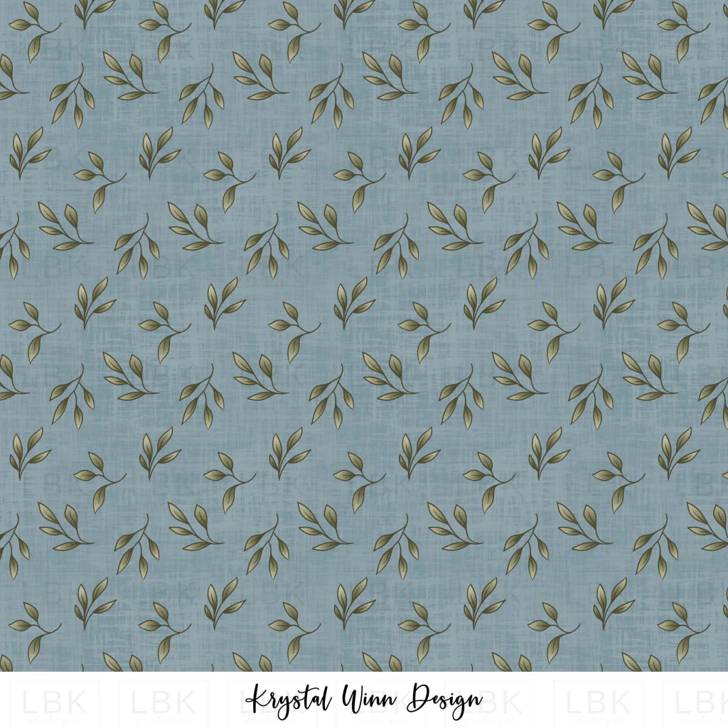 Ponies + Peonies Leaf Blue