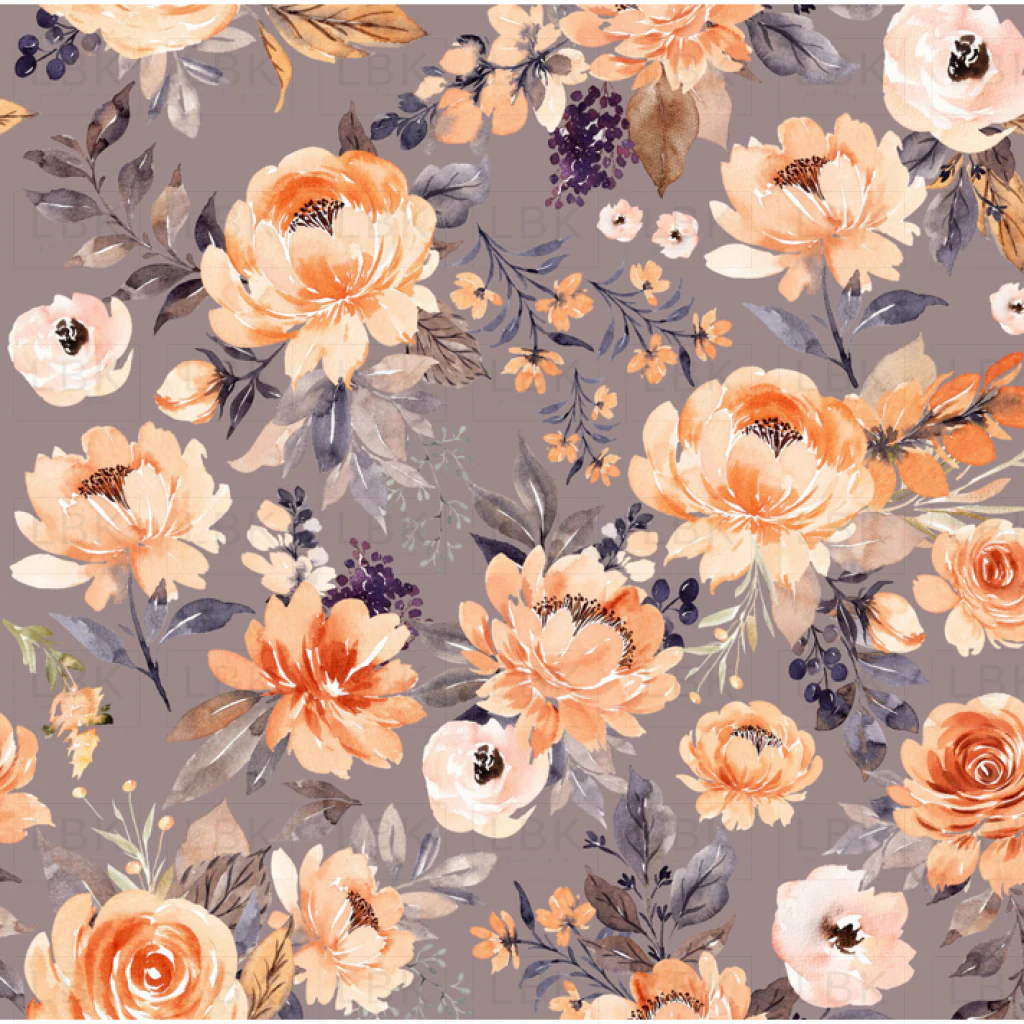 Pretty Peach Flowers on Dusty Gray