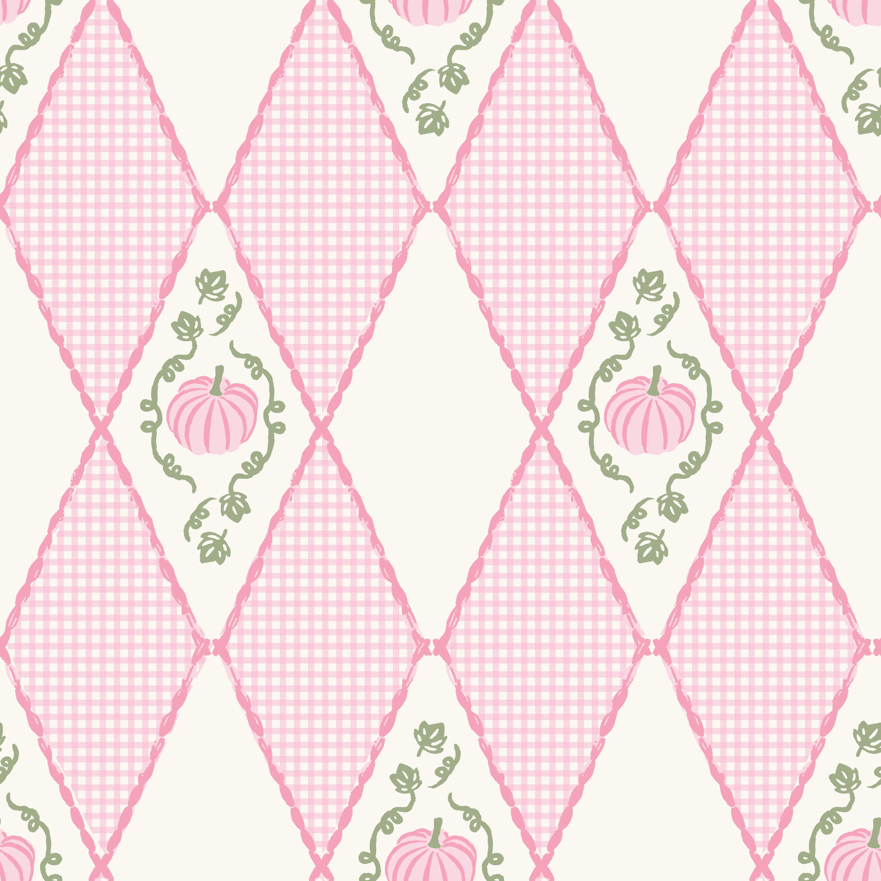 Pumpkin Vine Diamond Gingham Pink